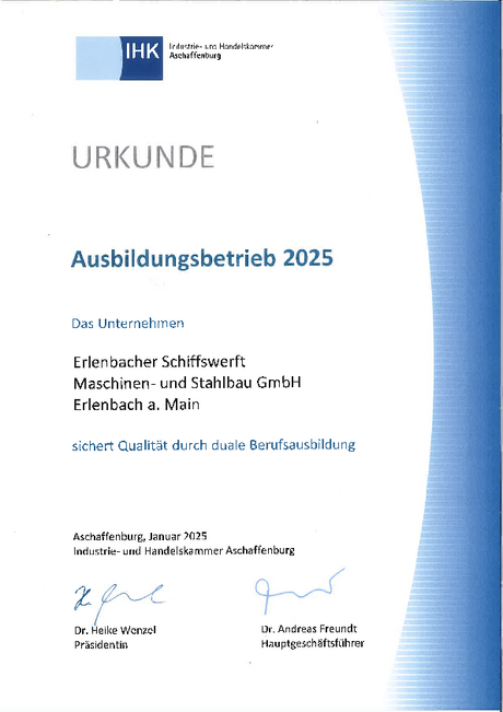 Urkunde Ausbildungsbetrieb